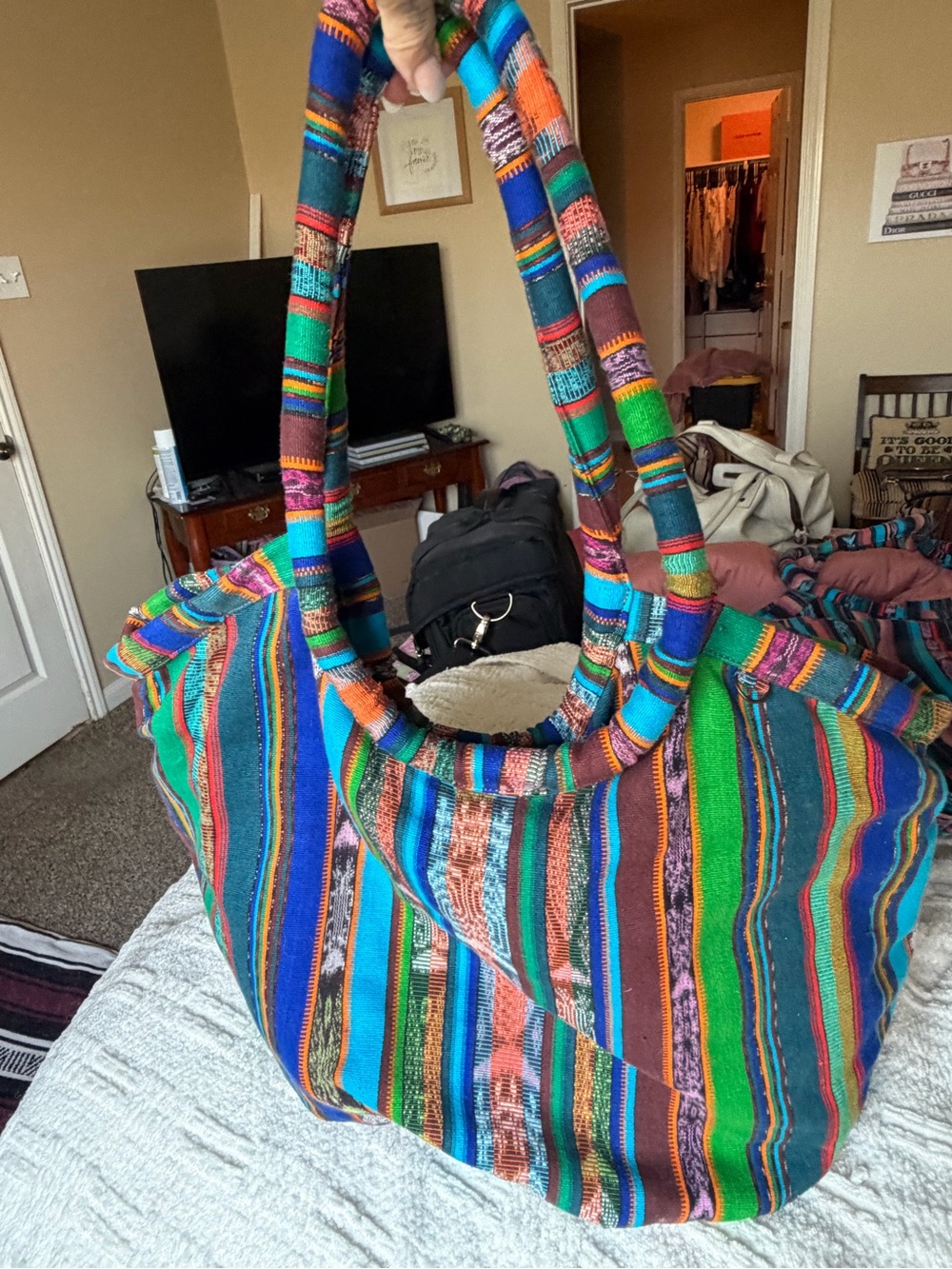 Nena Large Colorful Striped Tote Bag - Multicolor
